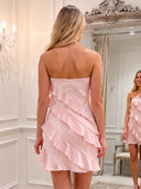 Halter Neck A Line Mini Homecoming Dresses with Ruffles