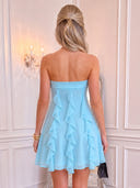 Strapless A Line Chiffon Mini Homecoming Dresses with Ruffles