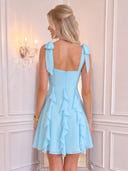Sweetheart A Line Chiffon Mini Homecoming Dresses with Bow Strap