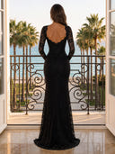 Lace Mermaid Sweetheart Long Evening Dresses with Sleeves