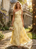 Chiffon One Shoulder A Line Mother of the Bride Dresses with Slit