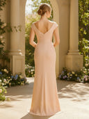 Off Shoulder Satin Mermaid Mother of The Bride Dress with Side Slit