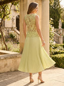 A Line Chiffon V Neck Tea Mother of the Bride Dresses with Pleated