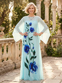 A Line Long Mother of the Bride Dresses with Cape