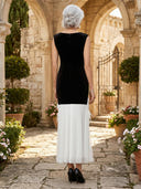 Mermaid Tea Boat Neck Mother of the Bride Dresses with Flower
