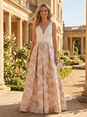 A Line V Neck Long Mother of the Bride Dresses