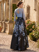 Tulle Boat Neck Long Mother of the Bride Dresses with Embroidery