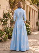 A Line Satin Long Sleeves Mother of the Bride Dresses with Embroidery