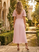 A Line Chiffon Flutter Sleeves Tea Length Mother of the Bride Dresses