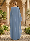 Chiffon Sheath Cowl Neck Mother of the Bride Dresses with Cape