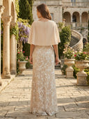 Sheath Cowl Neck Long Mother of the Bride Dresses with Cape
