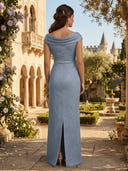 Satin Mermaid Cowl Neck Long Mother of the Bride Dresses with Slit