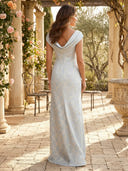 Jacquard Mermaid Cowl Neck Long Mother of the Bride Dresses with Slit