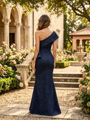 Satin Mermaid One Shoulder Long Mother of the Bride Dresses with Bow