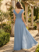 Chiffon Mermaid V Neck Sleeveless Mother of the Bride Dresses with Ruffles