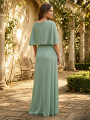 Mermaid Cowl Neck Long Mother of the Bride Dresses with Cape