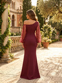 Satin Mermaid Long Sleeves Mother of the Bride Dresses with Slit