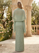Lace Mermaid Strapless Long Mother of the Bride Dresses with Cape