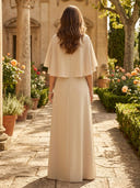 Chiffon Mermaid Cowl Neck Long Mother of the Bride Dresses with Cape