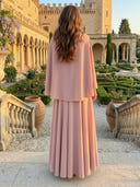 Chiffon A Line Cape Sleeves Long Mother of the Bride Dresses with Empire Waist