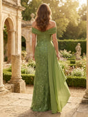Chiffon Mermaid Off Shoulder Long Mother of the Bride Dresses with Sequin