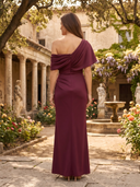 Satin Mermaid One Shoulder Long Mother of the Bride Dresses with Pleated