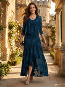 Chiffon A Line Short Sleeves Ankle Length Mother of the Bride Dresses with 2 Pieces