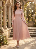 Chiffon Crew Neck A Line Long Mother of the Bride Dresses with Flower