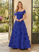 Satin Off Shoulder A Line Long Mother of the Bride Dresses