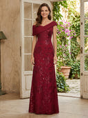 Satin  One Shoulder Mermaid Long Mother of the Bride Dresses with Sequin