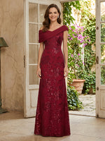 Satin  One Shoulder Mermaid Long Mother of the Bride Dresses with Sequin