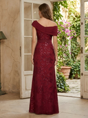 Satin  One Shoulder Mermaid Long Mother of the Bride Dresses with Sequin