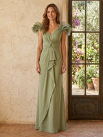 Chiffon V Neck Mermaid Long Mother of the Bride Dresses