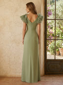 Chiffon V Neck Mermaid Long Mother of the Bride Dresses