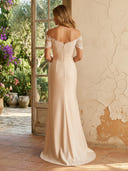 Satin Off Shoulder Mermaid Long Mother of the Bride Dresses with Lace