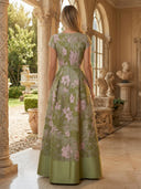 Satin V Neck A Line Long Mother of the Bride Dresses