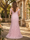 Tulle Off Shoulder Mermaid Long Mother of the Bride Dresses with Flower
