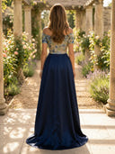 Satin Off Shoulder A Line Long Mother of the Bride Dresses