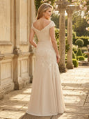 Chiffon V Neck A Line Long Mother of the Bride Dresses with Lace