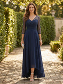 Chiffon V Neck A Line Long Mother of the Bride Dresses