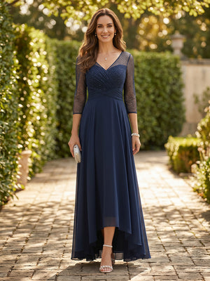 Chiffon V Neck A Line Long Mother of the Bride Dresses