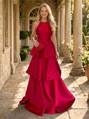 Satin Halter A Line Long Mother of the Bride Dresses
