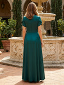 Satin Crew Neck A Line Long Mother of the Bride Dresses