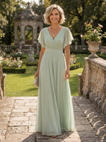 Chiffon V Neck A Line Long Mother of the Bride Dresses