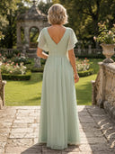 Chiffon V Neck A Line Long Mother of the Bride Dresses