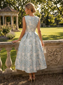 Satin Crew Neck A Line Long Mother of the Bride Dresses