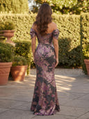 Satin Off Shoulder A Line Long Mother of the Bride Dresses with Flower