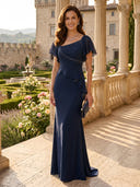 Chiffon V Neck Mermaid Long Mother of the Bride Dresses