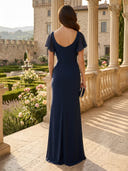Chiffon V Neck Mermaid Long Mother of the Bride Dresses