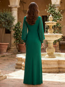 Chiffon V Neck Mermaid Long Mother of the Bride Dresses with Flower